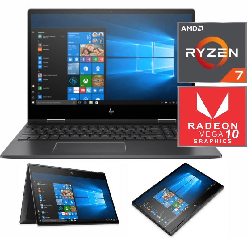 HP Envy X360 AMD Ryzen 7-4700, 15-ds1097, 16GB memoria, 256GB SSD,512mb VGA, 15" pantalla tactil R