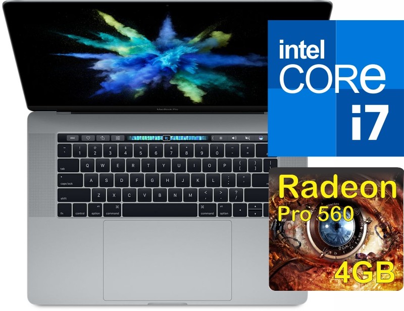 Apple Macbook Pro 2017 i7, 16GB, 512SSD, 2VGA, 15" swap *touchbar*
